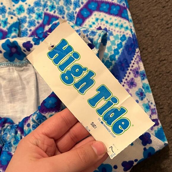 Vintage 60’s High Tide Psychedelic Flower Power Halter Maxi Dress - Picture 3 of 8